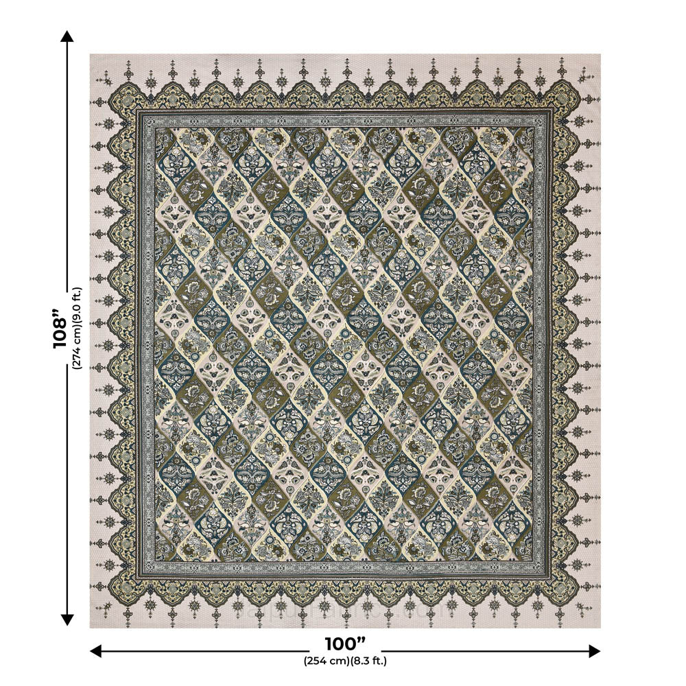 Festival Waves Green Cotton Double Bedsheet