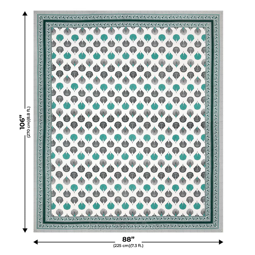 Morr Pankh Green Double Bedsheet