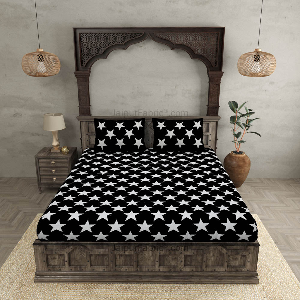 Shining Stars On Night Black Bedsheet