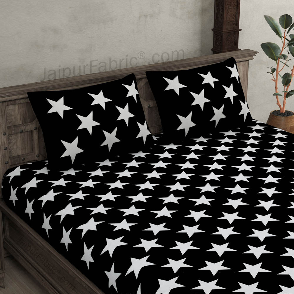 Shining Stars On Night Black Bedsheet
