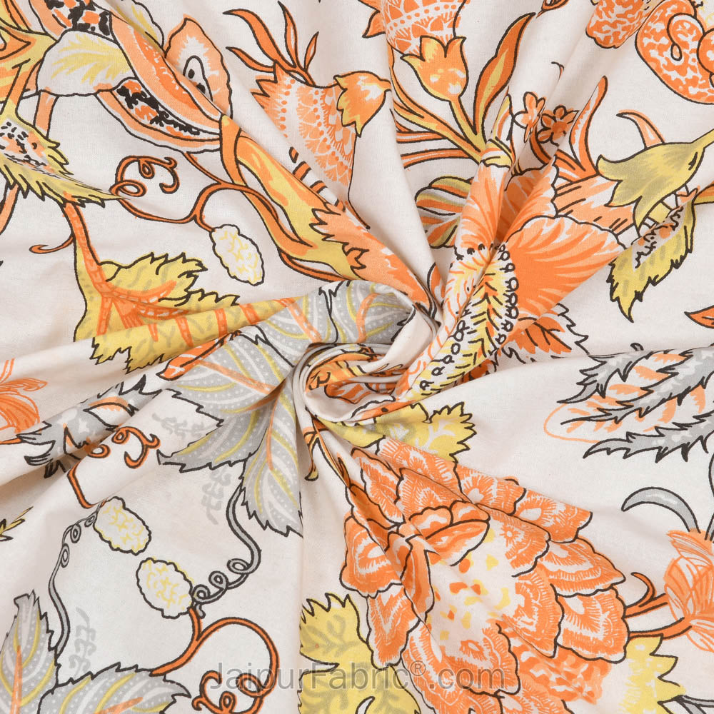 Orange Gala Flowers Double bedsheet