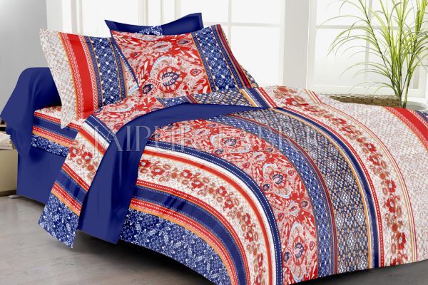 Purple Flower Print Cotton Bedsheet and matching AC Quilt Dohar set