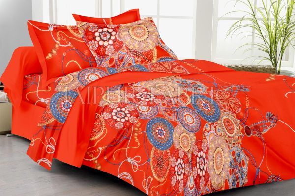 Purple Flower Print Cotton Bedsheet and matching AC Quilt Dohar set