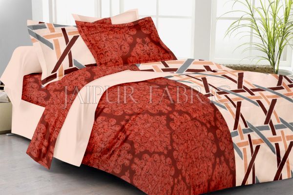 Purple Flower Print Cotton Bedsheet and matching AC Quilt Dohar set