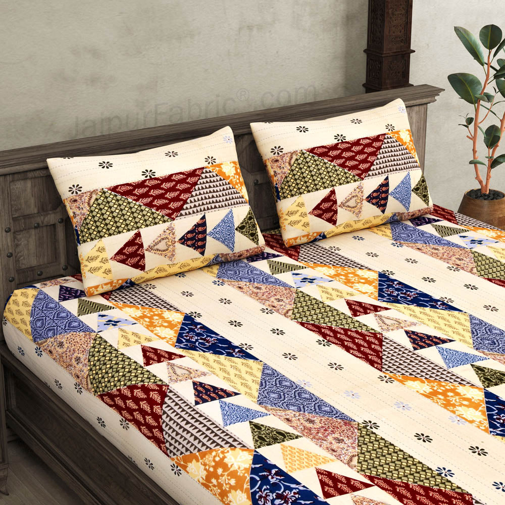 COMBO348 Twill Cotton 2 Double Bed Sheet + 4 Pillow Cover