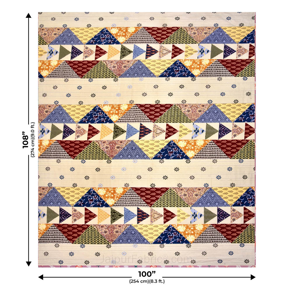 Barmeri Pastel Charm – Twill Cotton Double Bedsheet with Colorful Patchwork Design