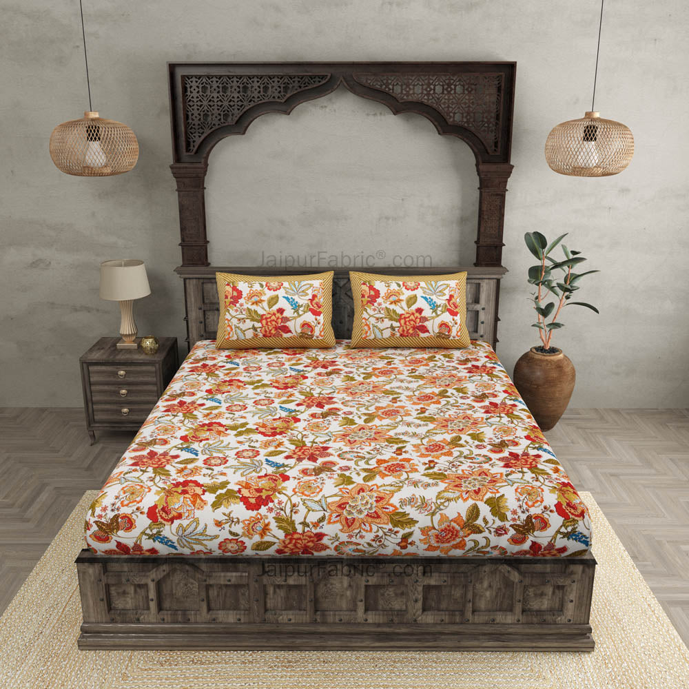 Pure Cotton 240 TC Double bedsheet spring jungle