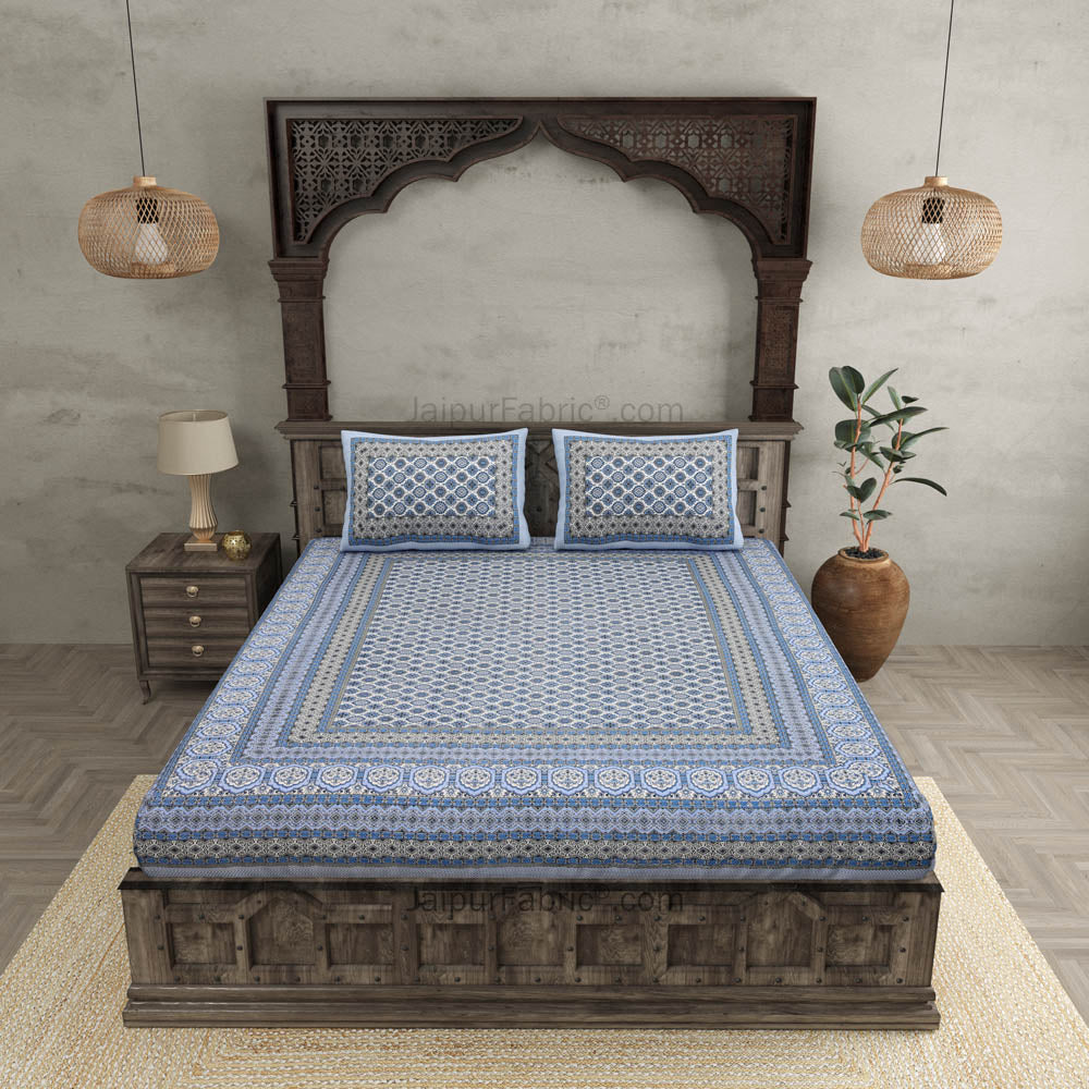 Ethnic Charm Blue Double Bedsheet