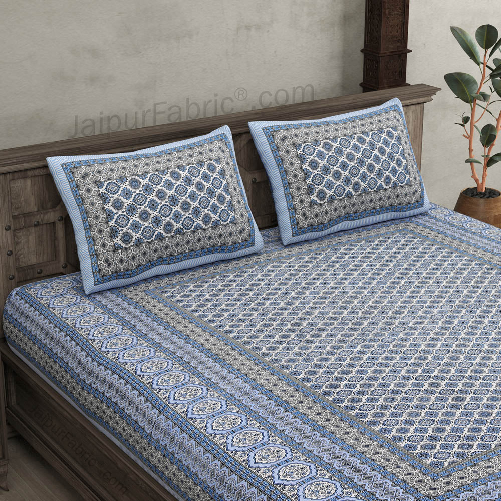 Ethnic Charm Blue Double Bedsheet