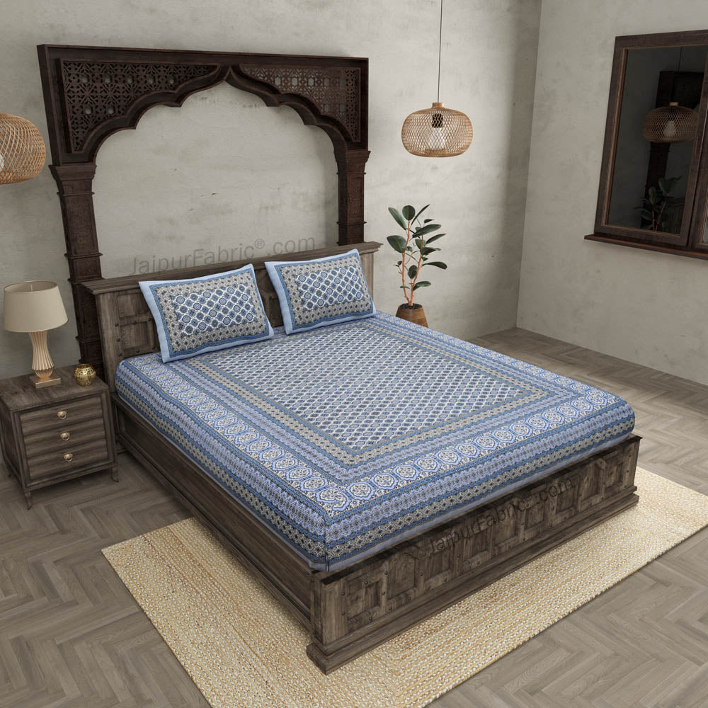Ethnic Charm Blue Double Bedsheet