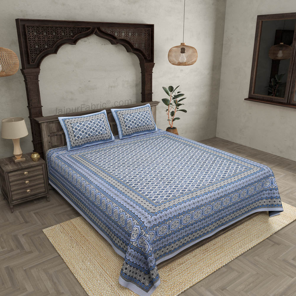 Ethnic Charm Blue Double Bedsheet
