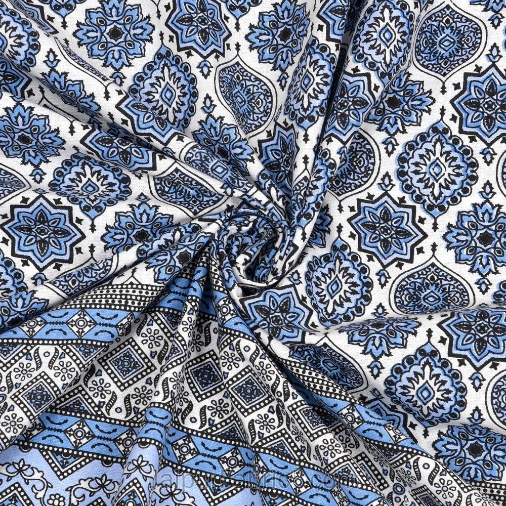 Ethnic Charm Blue Double Bedsheet
