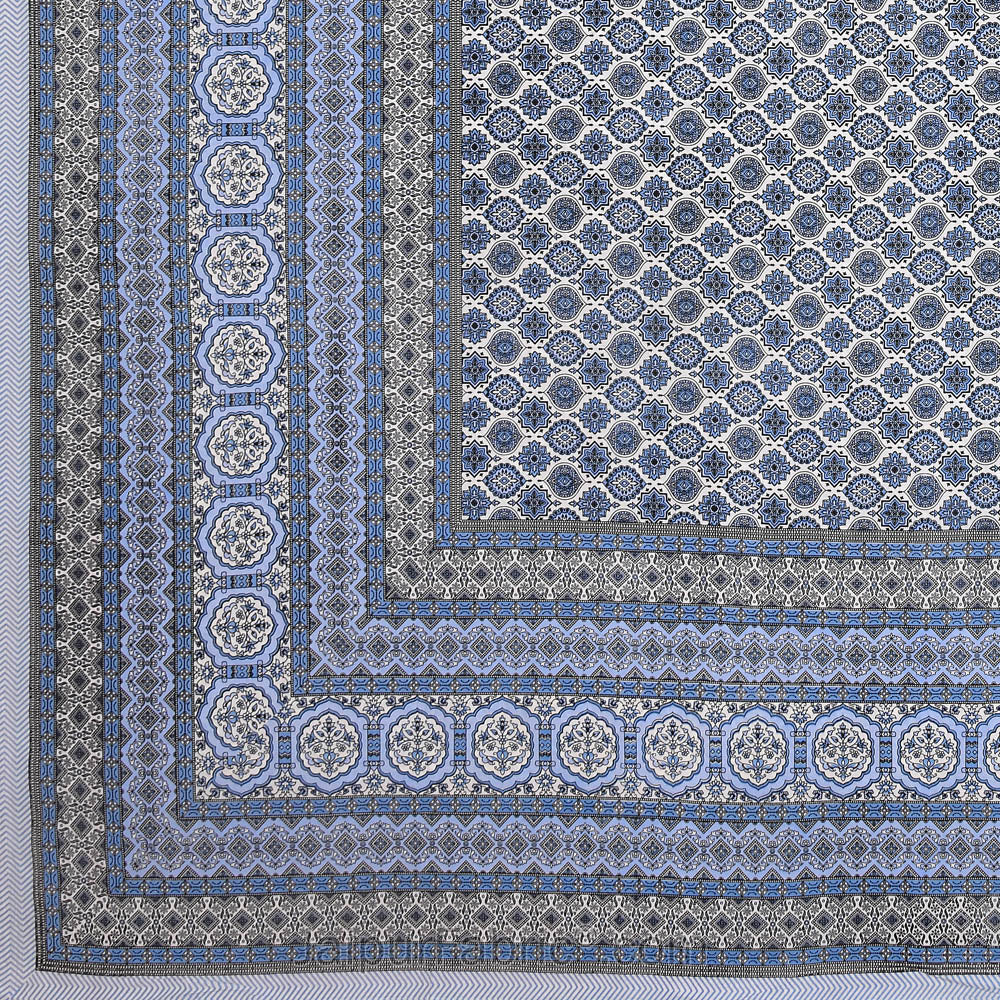 Ethnic Charm Blue Double Bedsheet