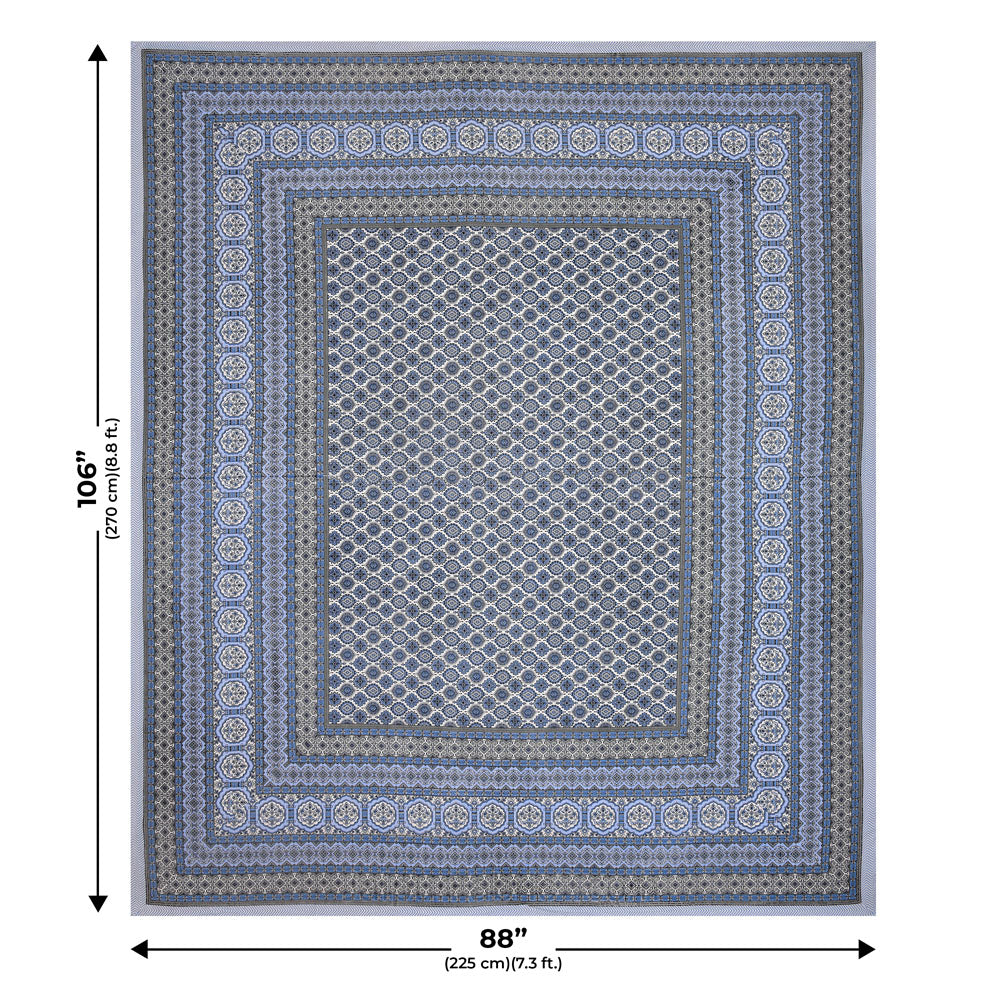Ethnic Charm Blue Double Bedsheet