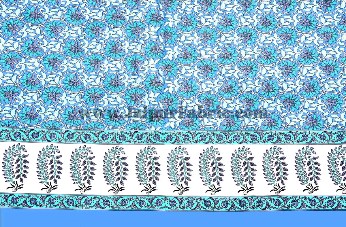 Lovely Lotus Blue Double Bedsheet