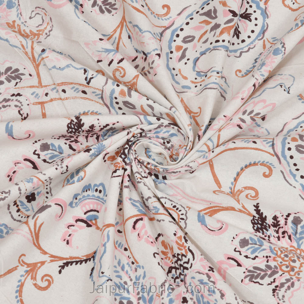 Paisley Trails Mauve Combo of Pure Cotton Double Bedsheet and Double Bed Dohar