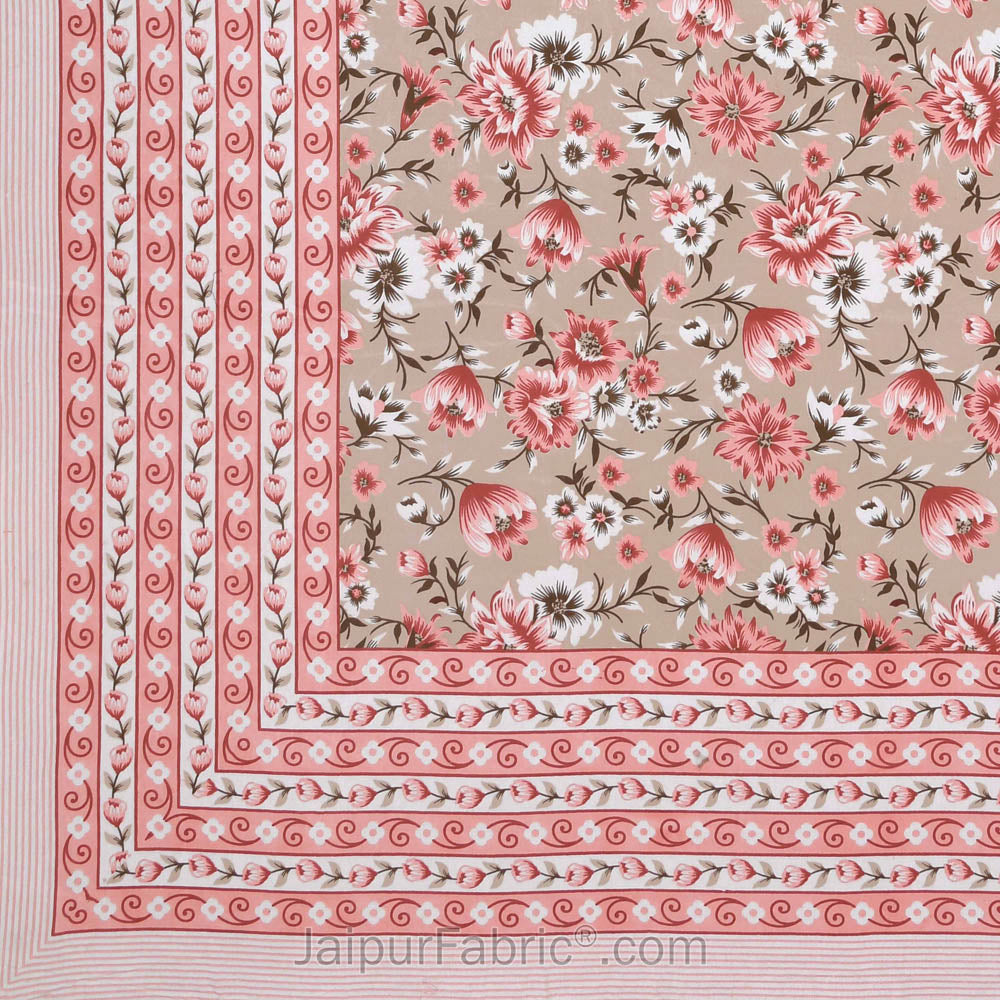 Festine Flower Pink Cotton Double Bedsheet