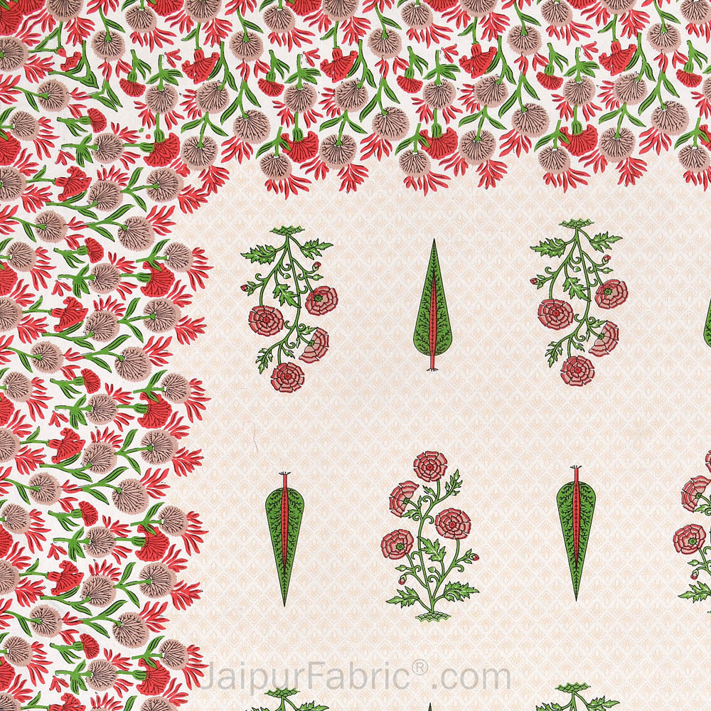 Natures Embrace Pink Block Print Pure Cotton Double Bedsheet