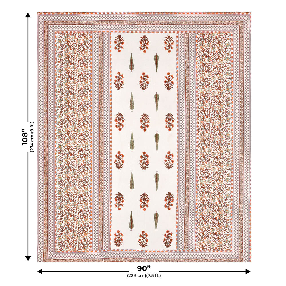 Serene Symmetry PeachBlock Print Pure Cotton Double Bedsheet