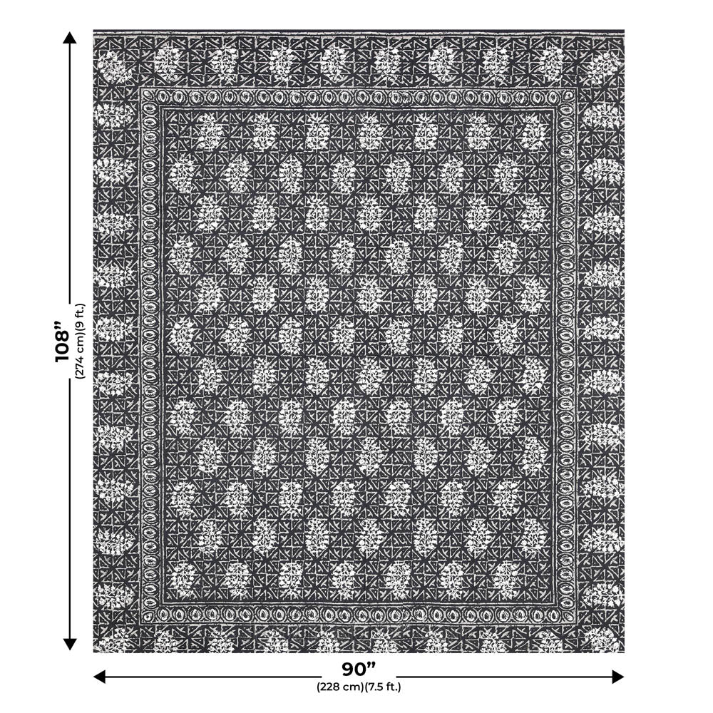 Grey Buta Dabu Print Jaipuri Double Bedsheet