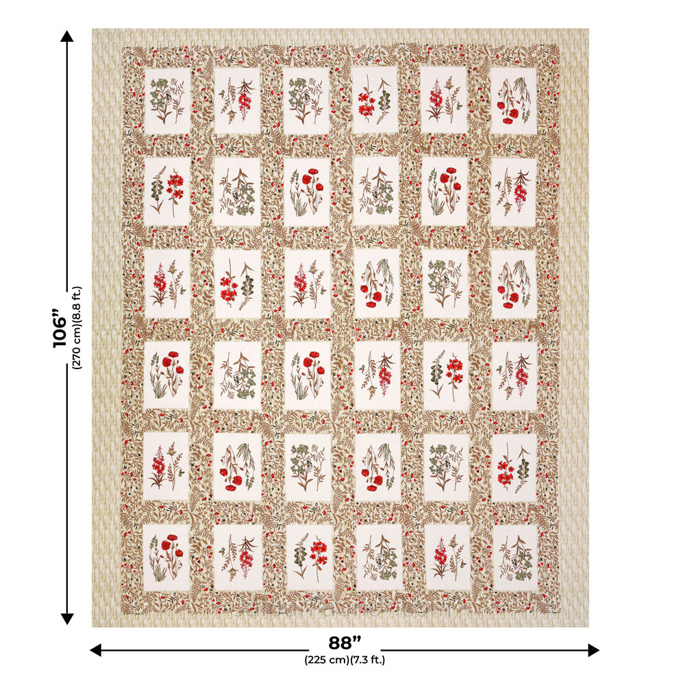 Floral Frame Brown Cotton Double Bedsheet