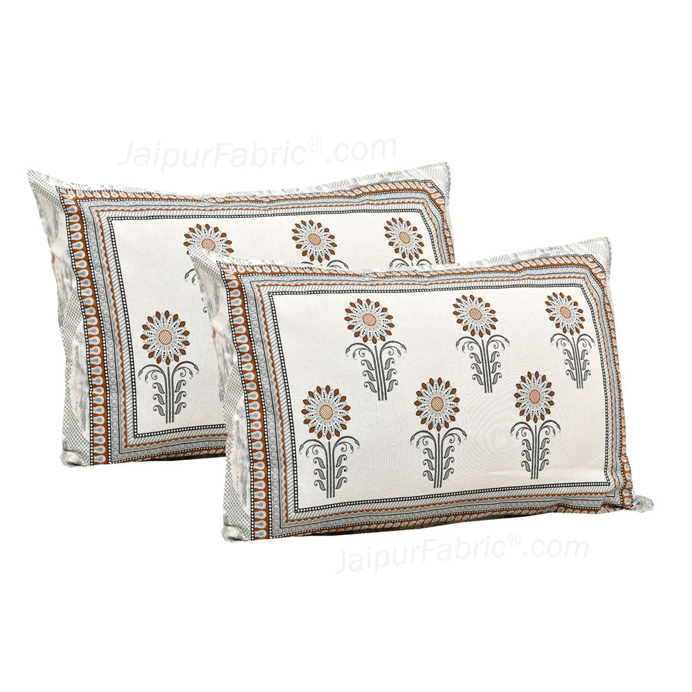 Awarded Print Grey Jaipur Fabric Double Bed Sheet