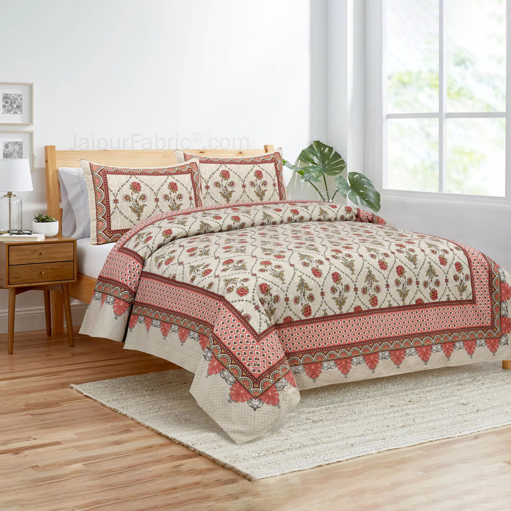 Pink Jaal Jaipur Fabric Double Bed Sheet