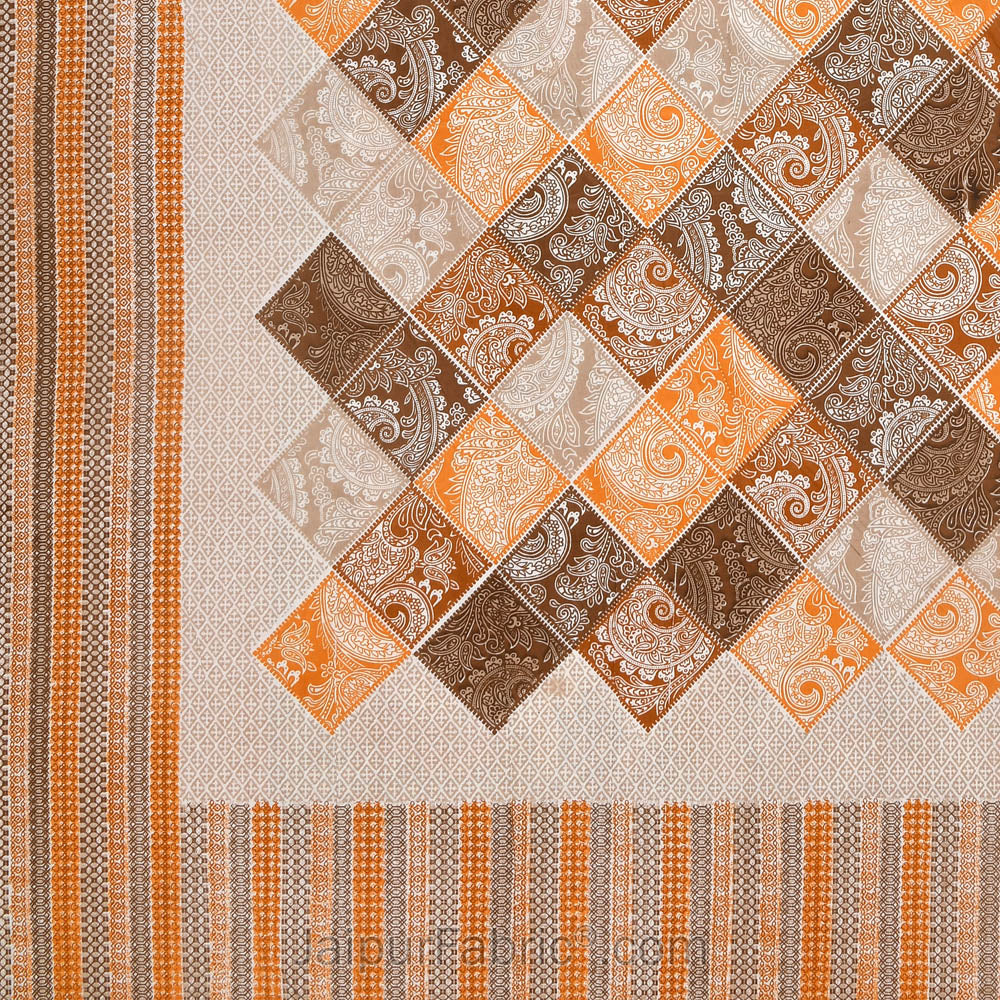 Ethnic Tiles Orange Double Bedsheet