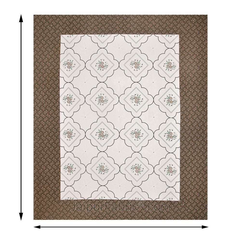 Jaipuri Jharokha Brown Double Bedsheet