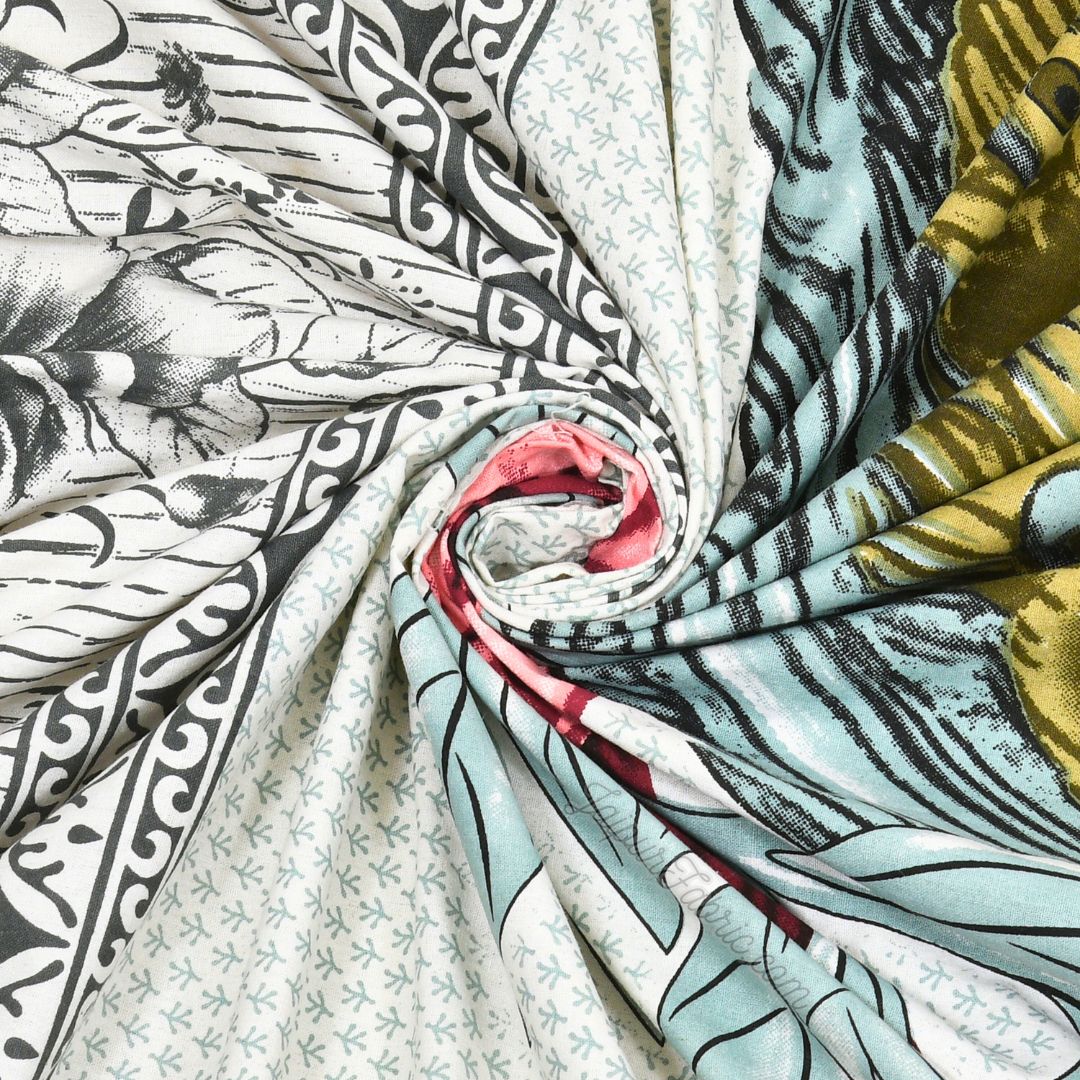Majestic Peacock Dreams Pink & Blue Cotton Double Bedsheet