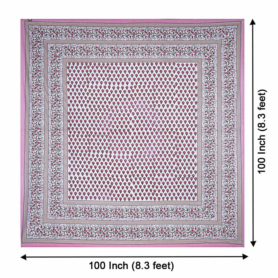 Multi Pink Floral Double Bedsheet with Two Pillow Cover