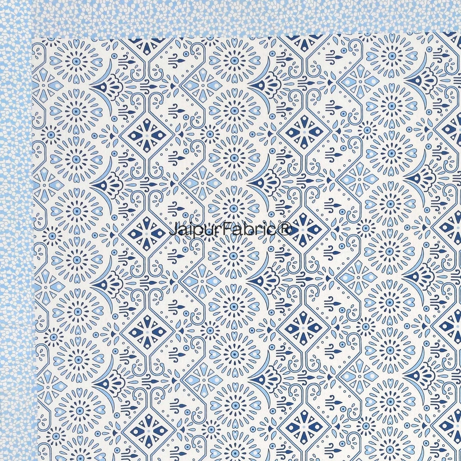 Showering Festivities Blue Pure Cotton Double Bedsheet