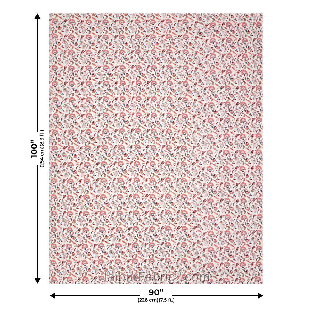 Peach Motifs Pure Cotton Double Bed Dohar