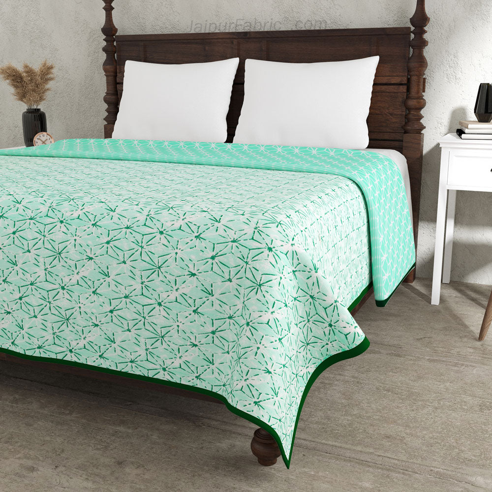 Geometricity Green Double Bed Dohar Blanket - Main Image