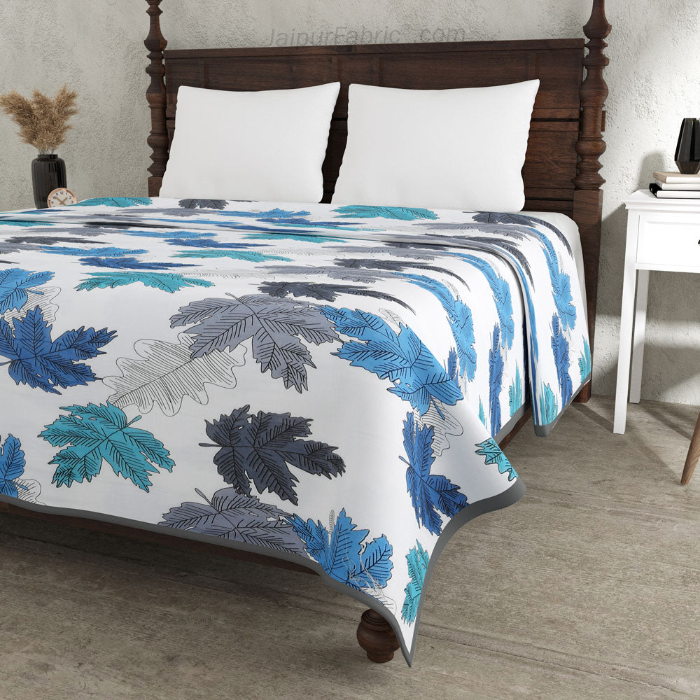 Maple Leaf Blueish Double Bed Dohar Blanket – JaipurFabric®