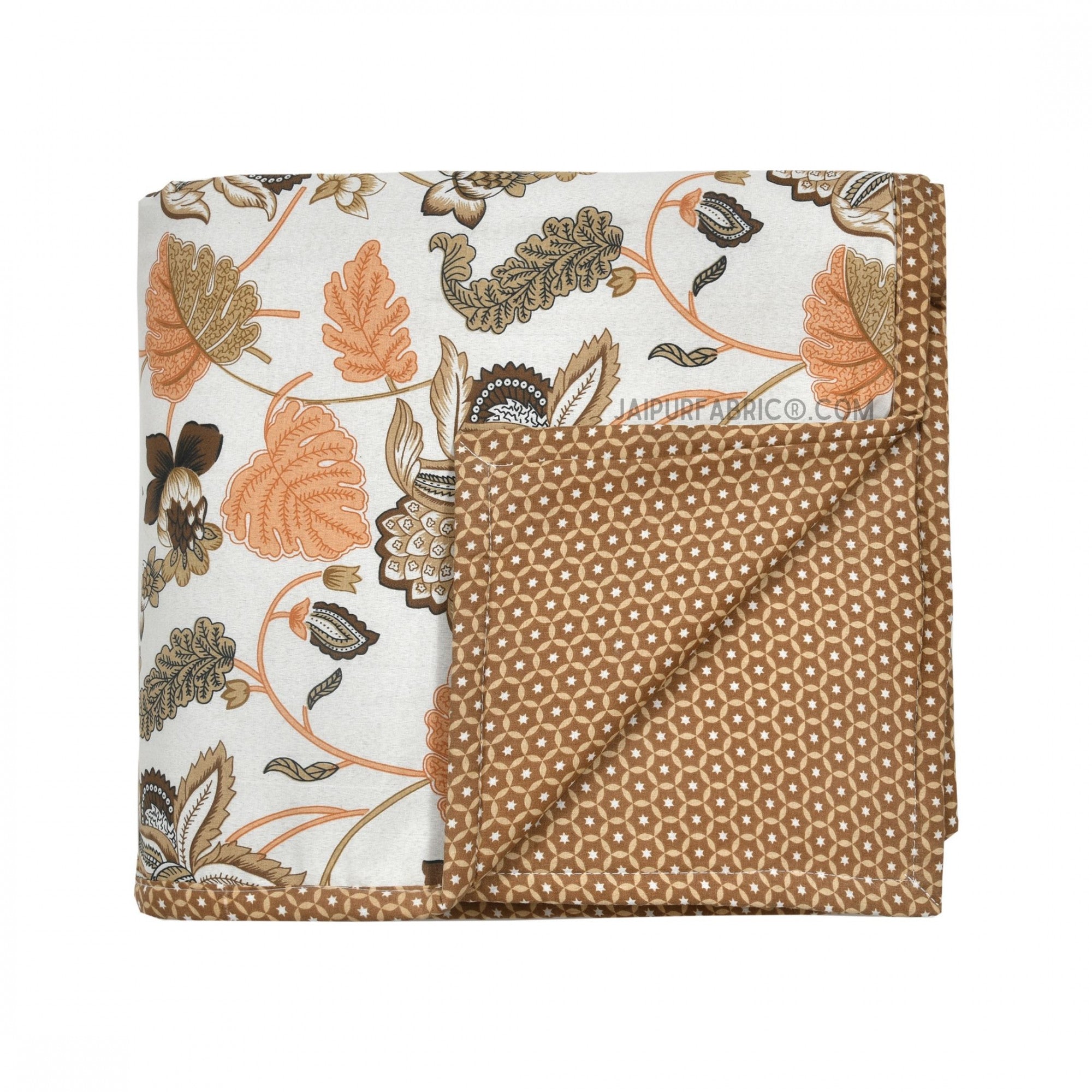 Golden Meadows Mustard & White Cotton Reversible Double Bed Dohar
