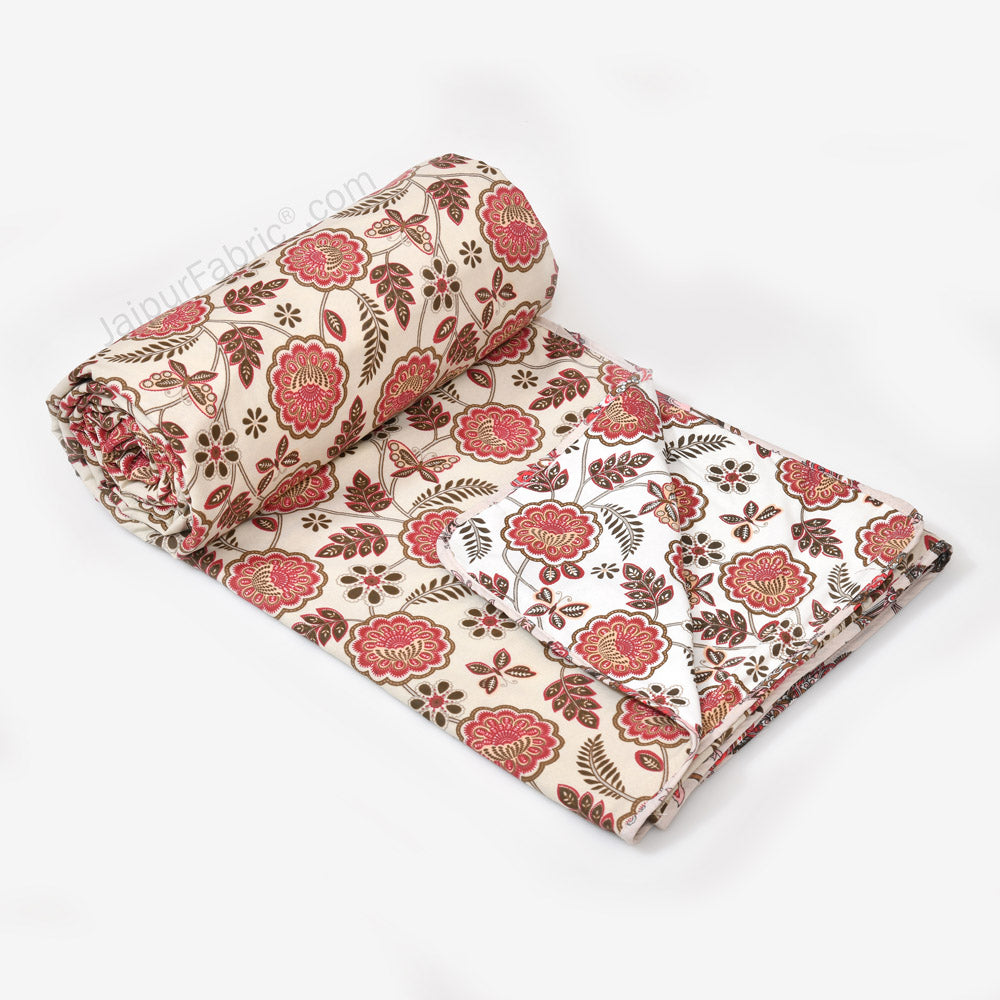 Pink Butterflies Pure Cotton Single Bed Dohar