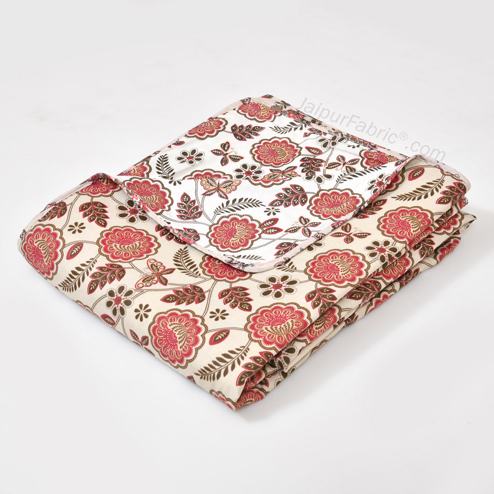 Pink Butterflies Pure Cotton Single Bed Dohar