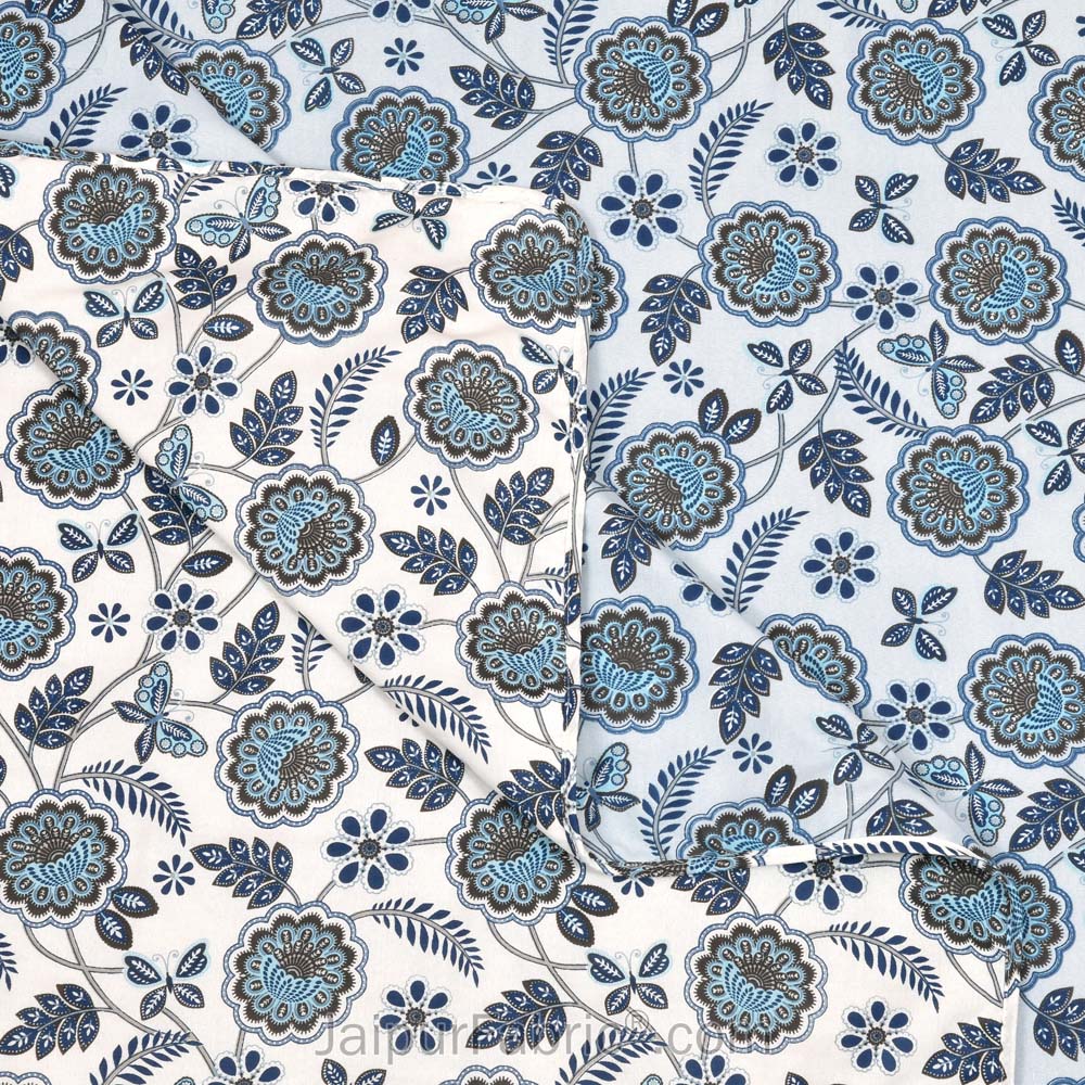 Blue Butterflies Pure Cotton Single Bed Dohar