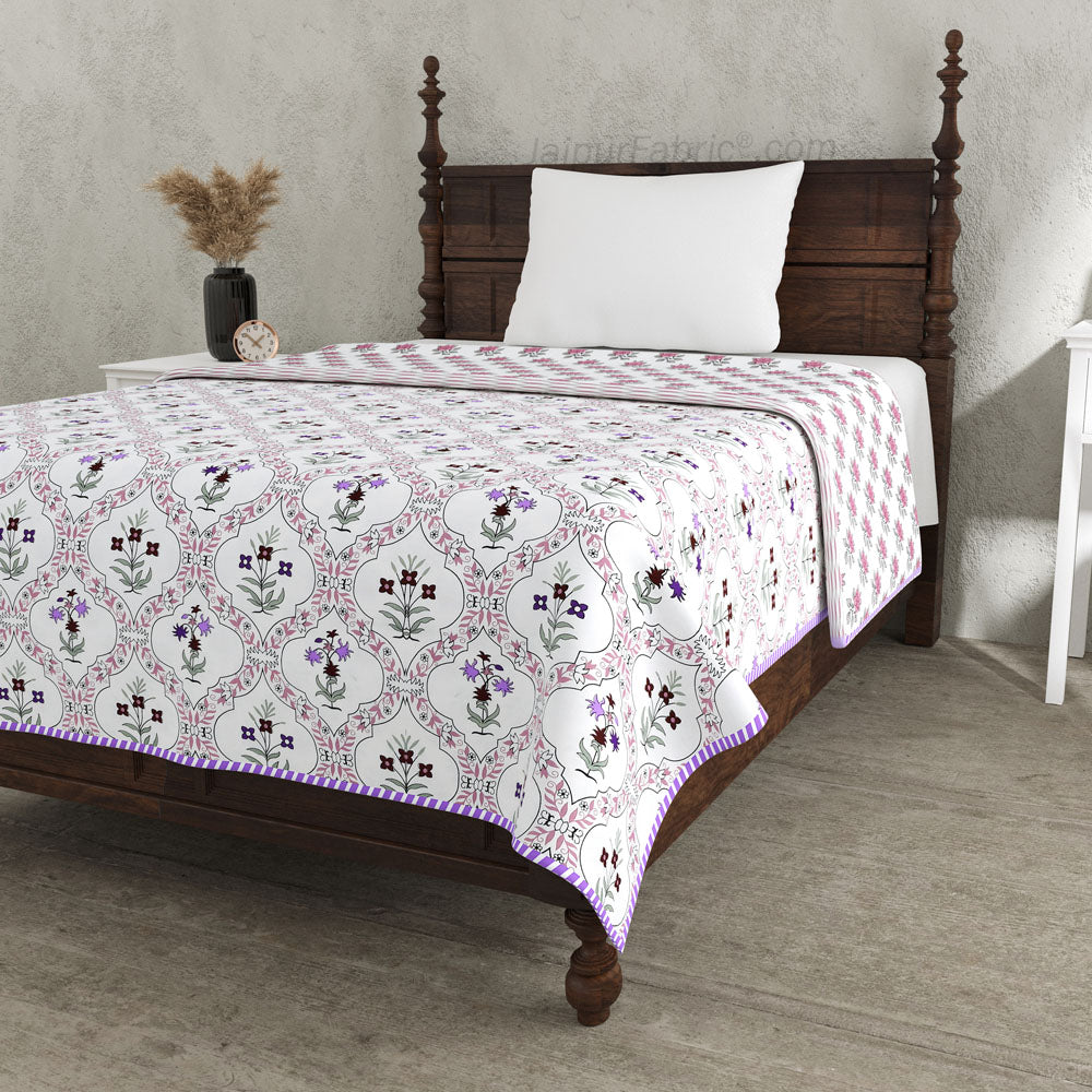 Mangal Jaal Purple Pure Cotton Reversible Single / Double Bed AC Quilt Dohar