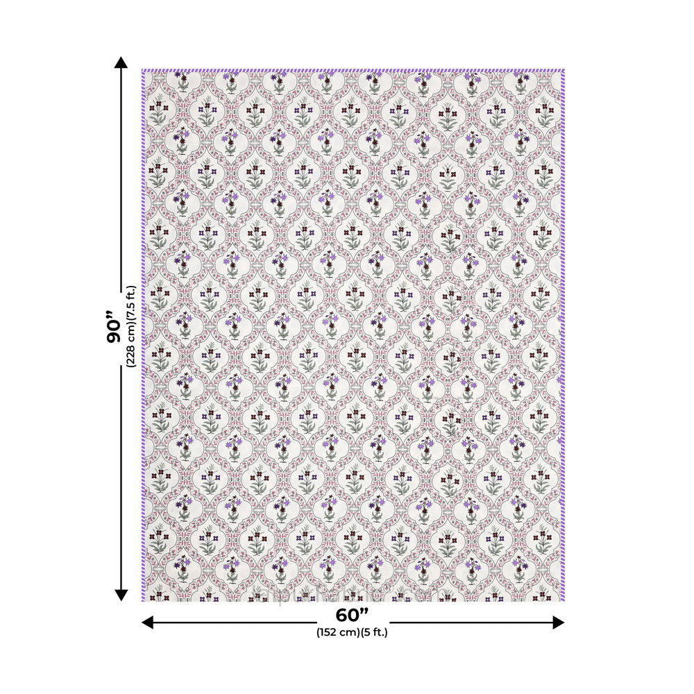 Mangal Jaal Purple Pure Cotton Reversible Single / Double Bed AC Quilt Dohar