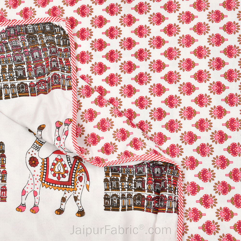 Hawa Mahal Pink Pure Cotton Reversible Single / Double Bed AC Quilt Dohar