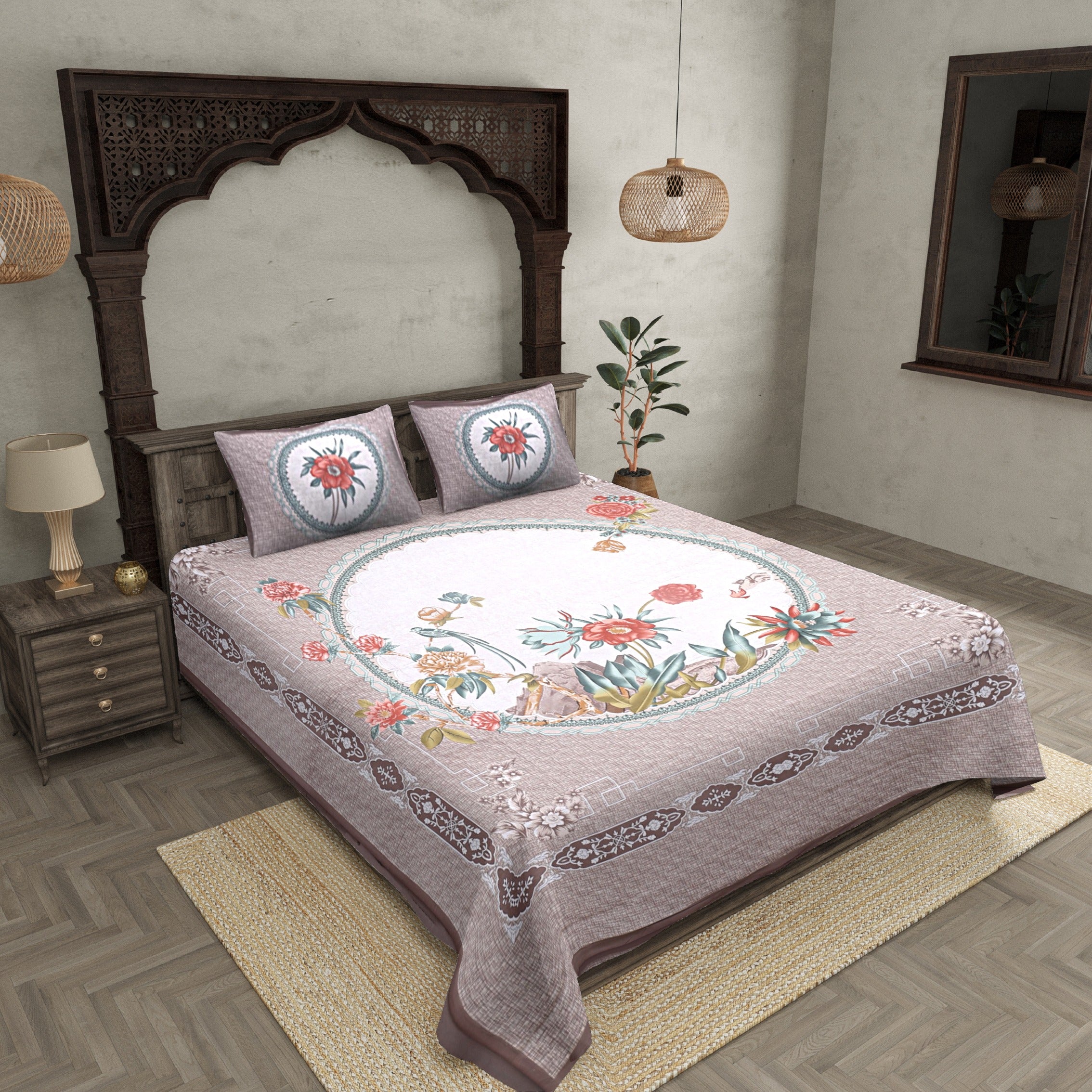 Pastel Earth Light 240 TC Double Bedsheet