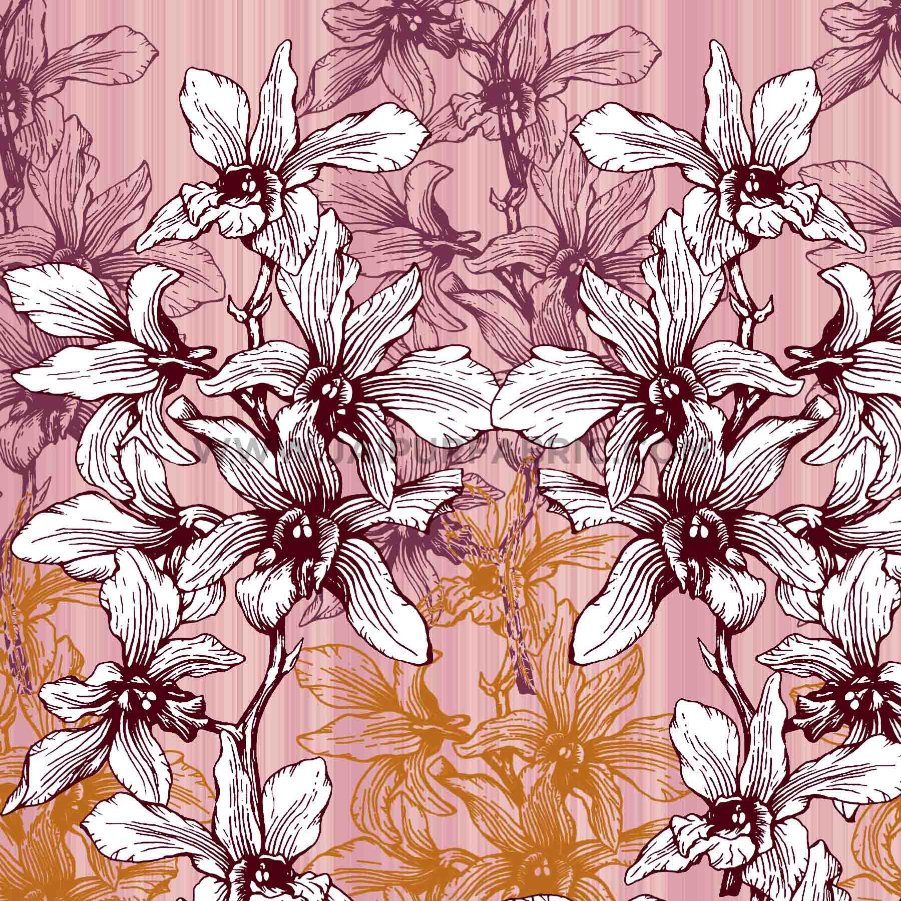 Peach Floral Manjari King Size Bedsheet