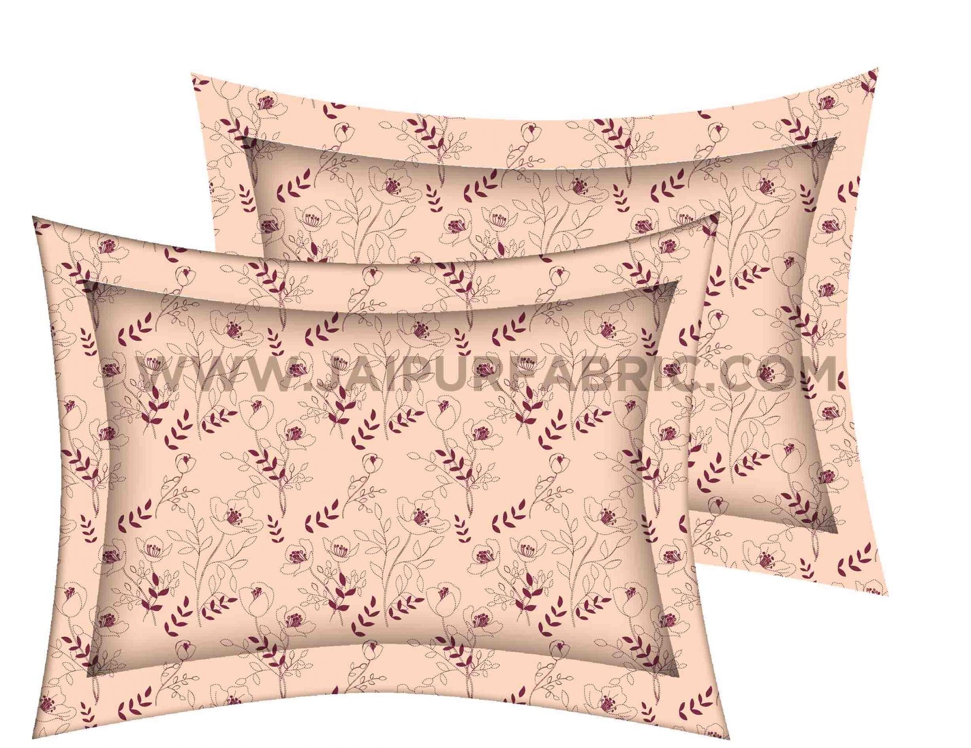 Peach Floral Manjari King Size Bedsheet