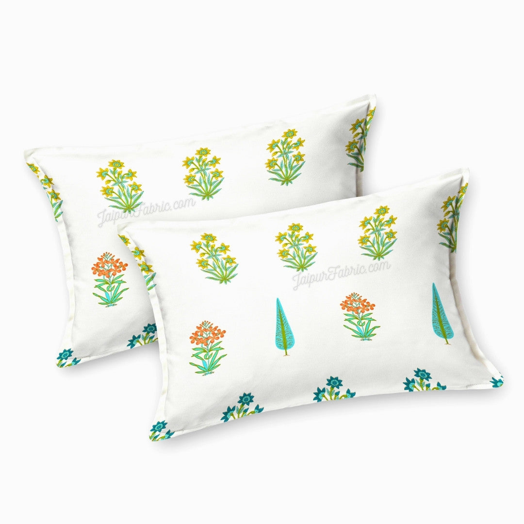 Jaipur Mela Hand Block Printed Sea Green Trees and Flowers King Size Bedsheet