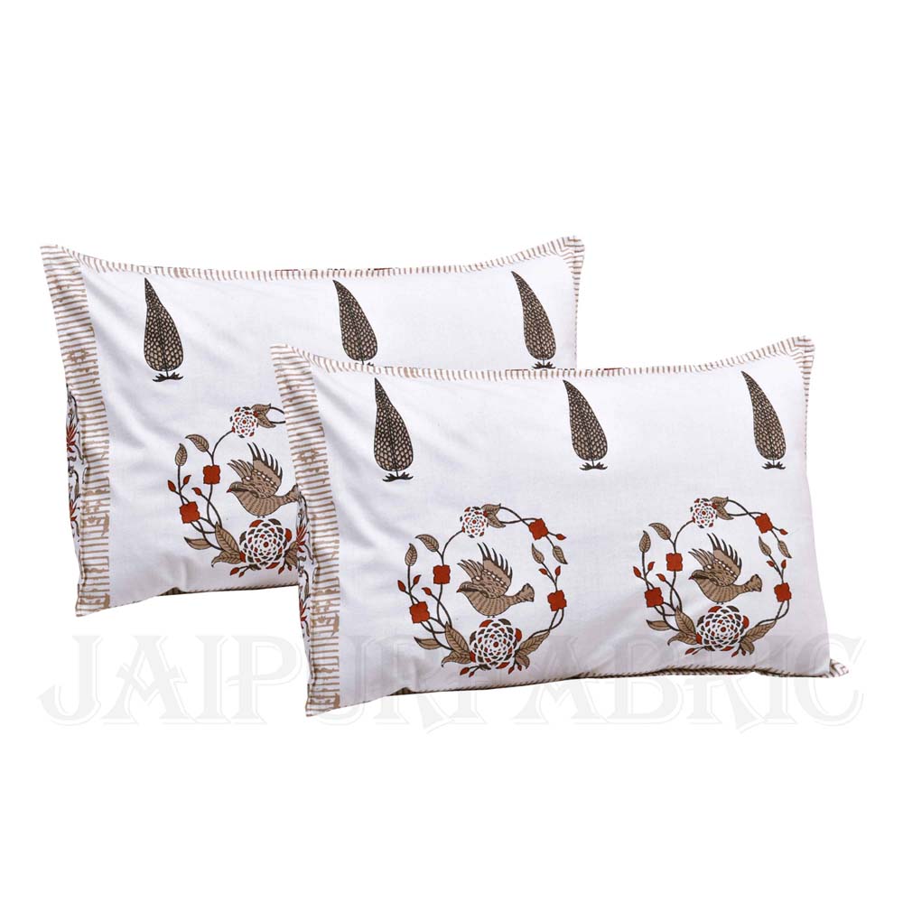 pleasing nest brown fine cotton hand block king size bedsheet set