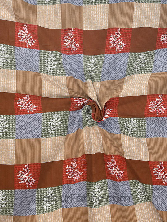 square red brown floral cotton king size double bedsheet