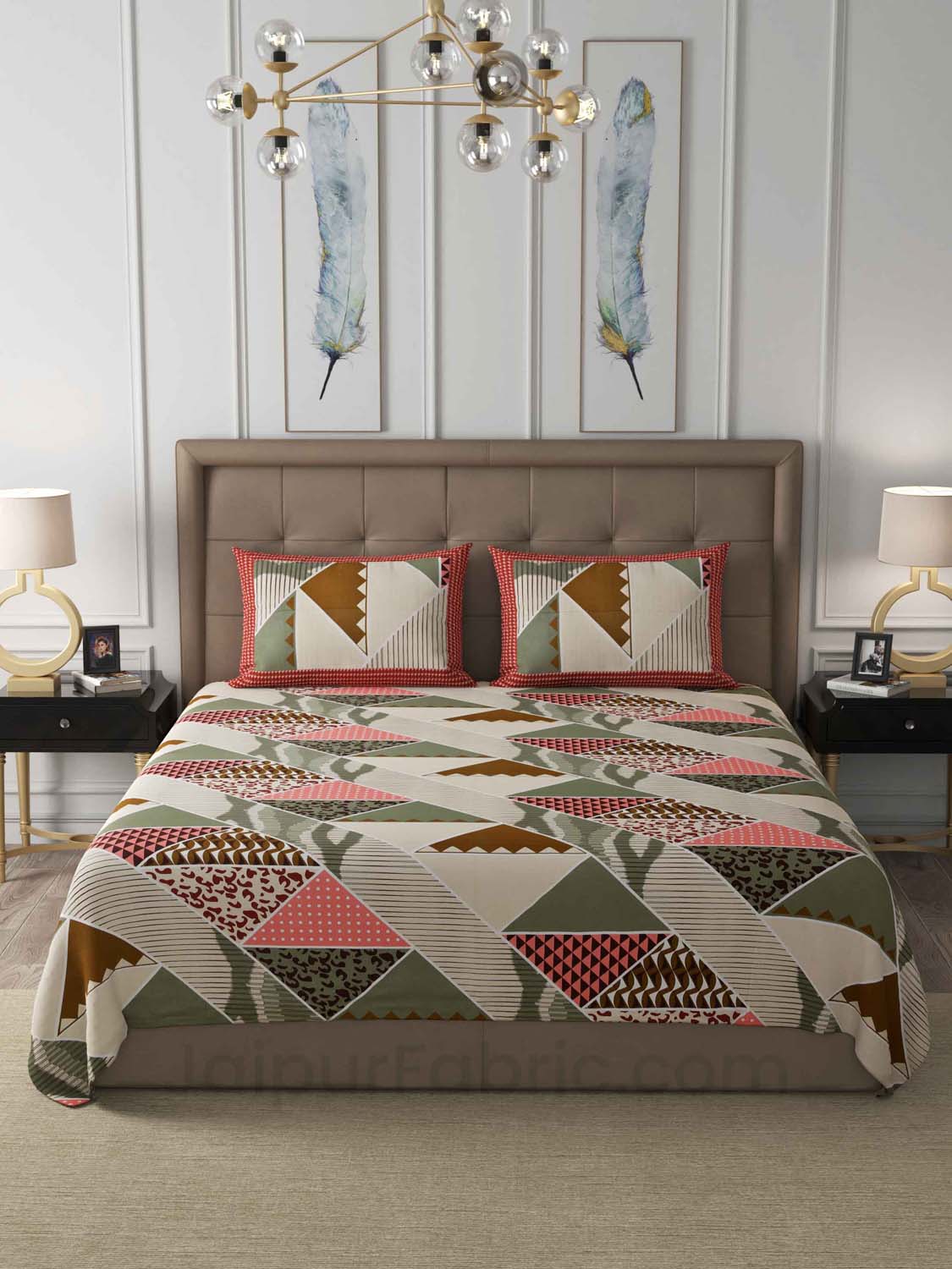modern trend green pastel cotton king size double bedsheet