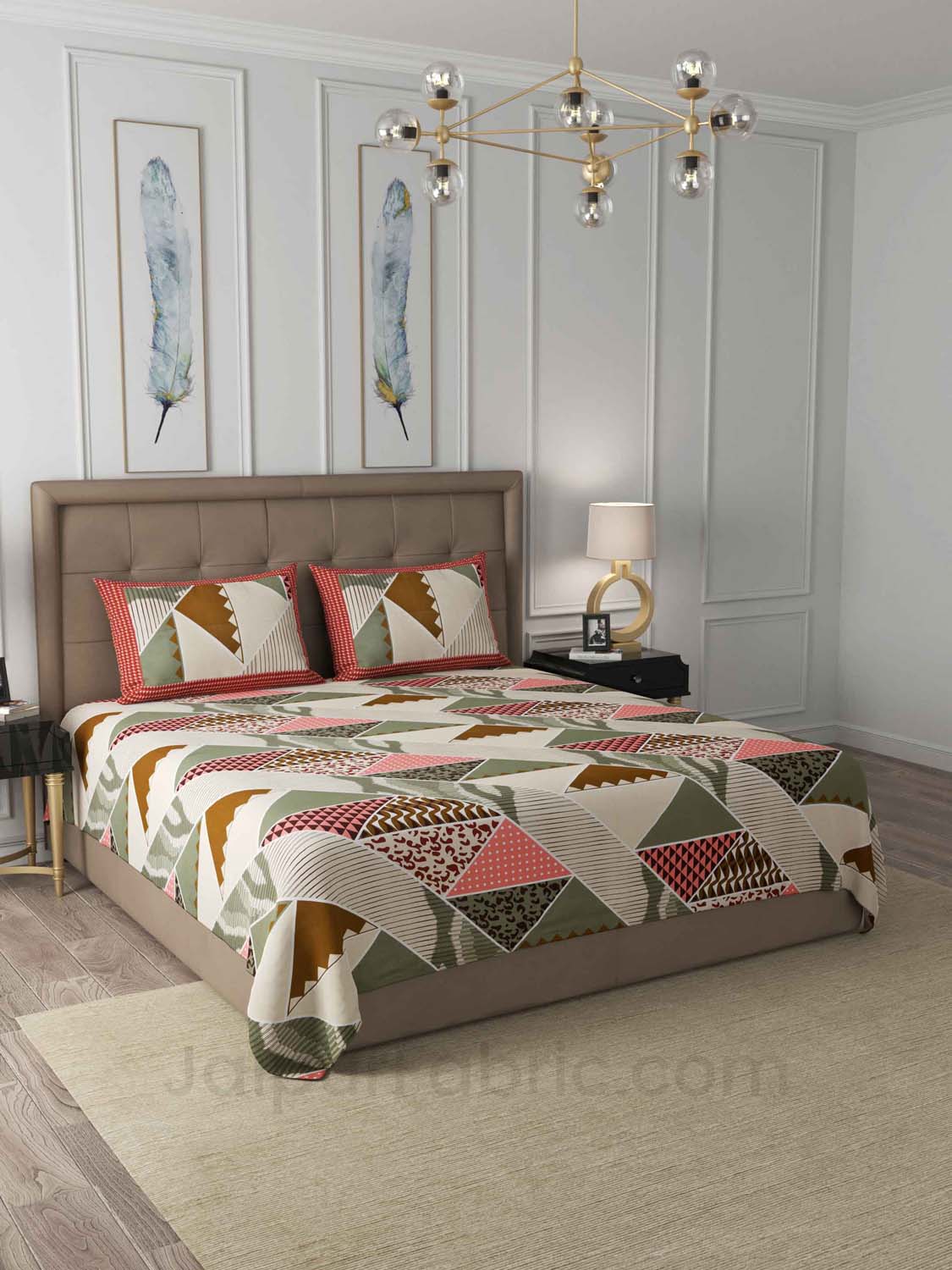 modern trend green pastel cotton king size double bedsheet